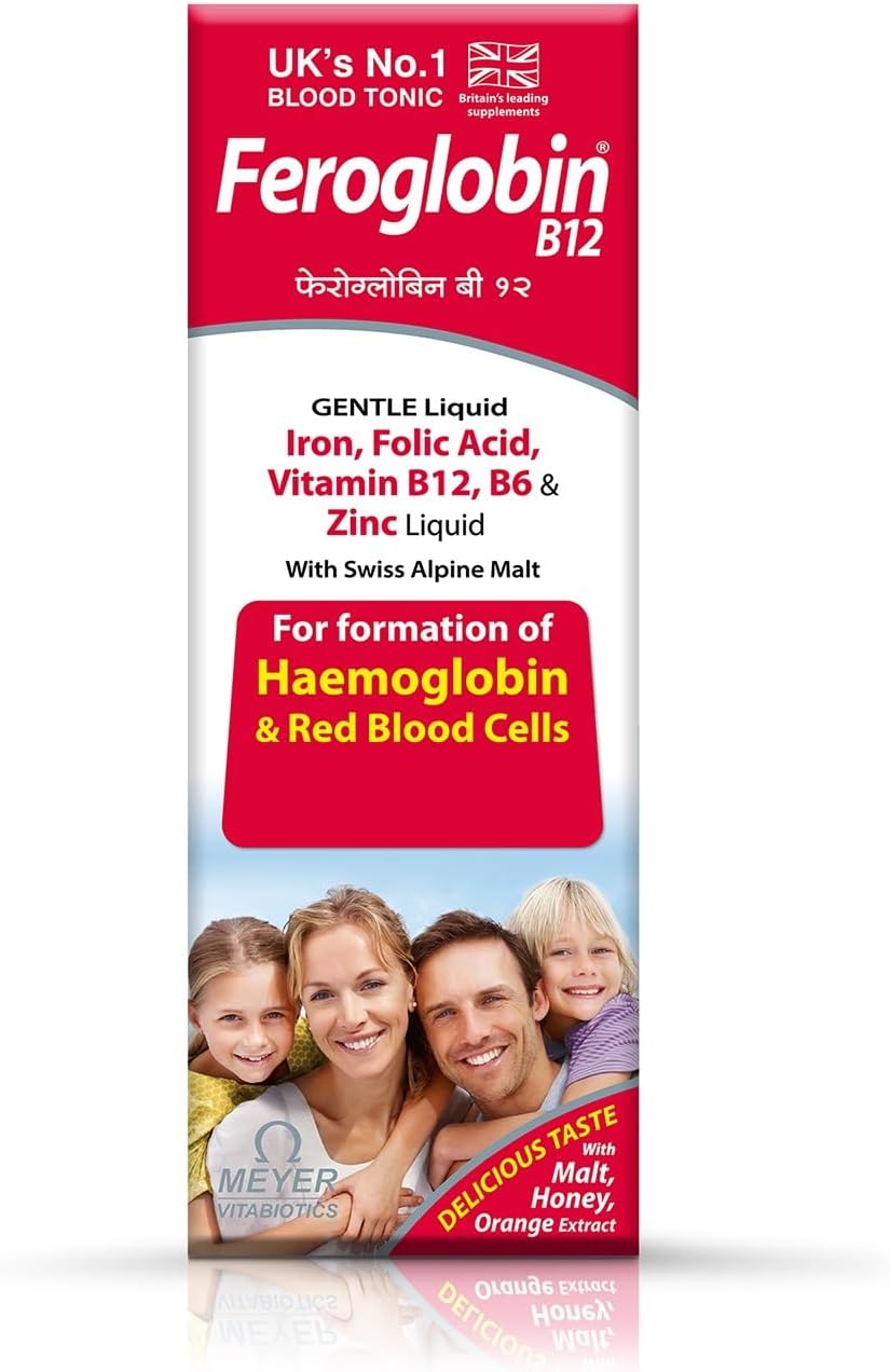 Feroglobin B12 Liquid 200ml- Hematinic Liquid Supplement for Health & Vitality | Reduces Fatigue | Iron, B Vitamins & Minerals (Pack of 1)