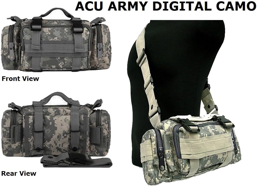 Ultimate Arms Gear ACU Army Digital Camo Camouflage 5 in 1 Tactical Modular Deployment Compact Utility Carry Bag MOLLE Case Heavy Duty Combat Multi-Functional Equipment Survival Assault Transport Compatible Pistol Gun Camera Electronic Device Gear Pack with Adjustable Slip Shoulder Detachable Length Straps Modular PALS Attachment System Shooting Range Patrol