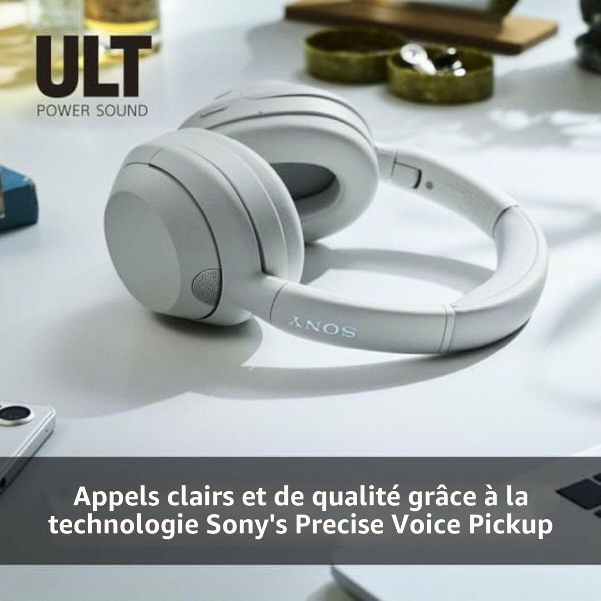 Sony ULT Wear - Casque sans Fil Bluetooth avec ULT Power Sound, Basses Profondes, réduction de Bruit, qualité d'appel Claire, Gris Forêt (Reconditionné)