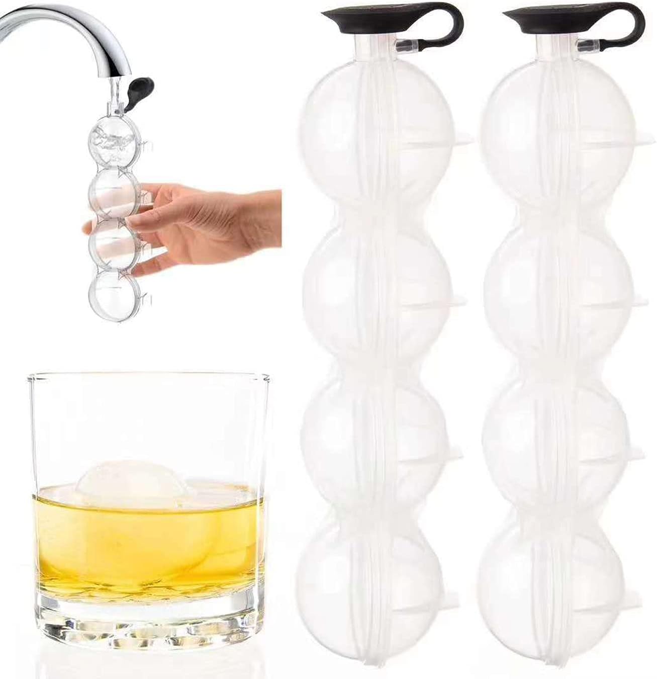 4 Cavity Whiskey Ice Cube Maker Ice Grid Mold Sphere Mould Kitchen Tool Silicone Ice Cream Tools Round Homemade Ice Ball Machine, Mini ice Cream Maker ice Cream Mold
