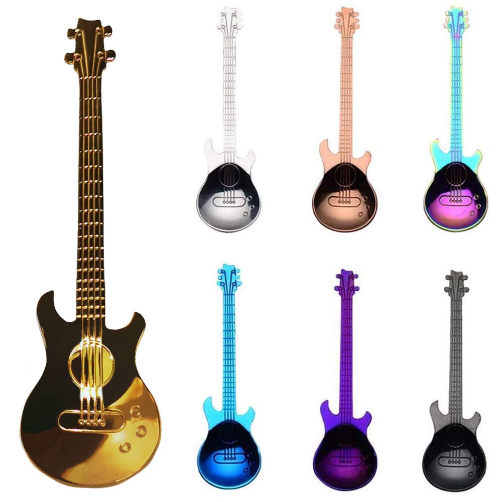 Cucchiaini da caffè espresso, 6 pezzi cucchiaio per chitarra in acciaio inossidabile colorato cucchiaino da tè, cucchiaino da caffè, ideale per caffè