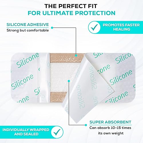 Vista 2 de MedVance TM Silicone - Apósito de espuma adhesiva de silicona con bordes, 2 x 5 pulgadas (almohadilla de 1.2 x 3.4 pulgadas), caja de 10 apósitos