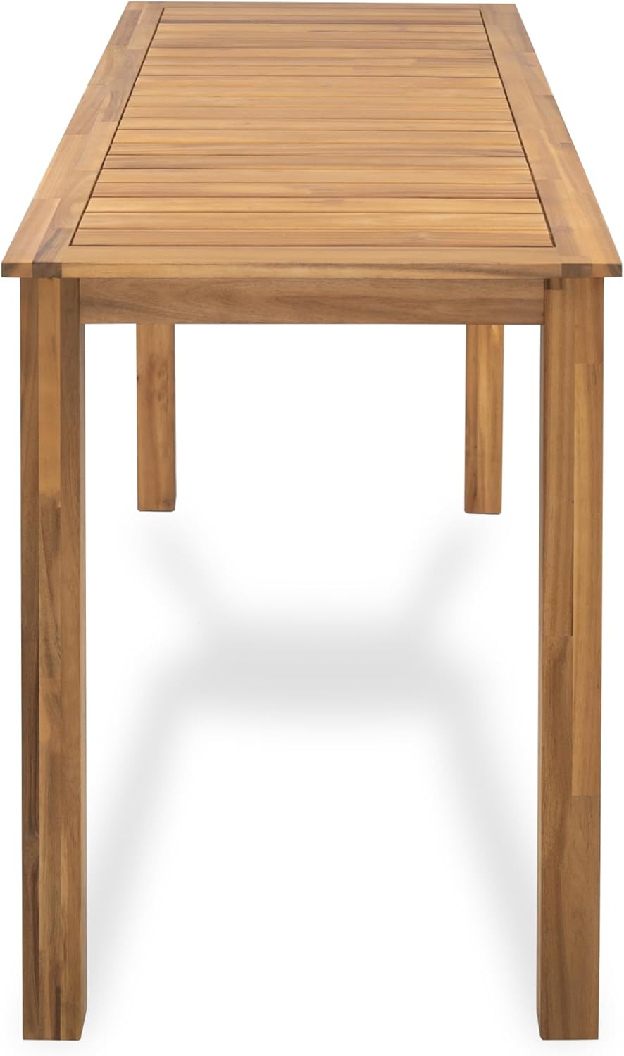 Christopher Knight Home Zigg Rectangular Outdoor Bar Table, Acacia Wood Bar Height Table with Slatted Top, Patio Accent Table, Coffee Bar Table for Garden/Balcony/Breakfast, Light Teak