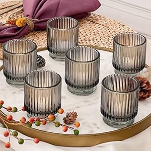 Kate Aspen Gerippte Glas Teelichthalter, 6 Stück