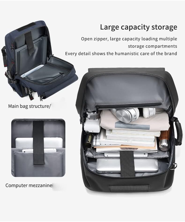 Men travel backpack,waterproof 17 inch Business Laptop with Separate Shoe Bag,Hidden USB charging port Hiking backpack 50L outdoors trekking … (blue)