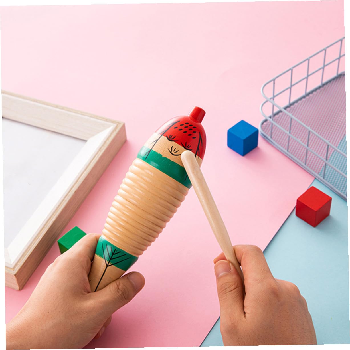 Juguetes de Instrumento de Percusión para Niños Pequeños de Madera, 4 Piezas Reutilizables con Diseño Delicado y Fáciles de Guardar para Diversión Educativa