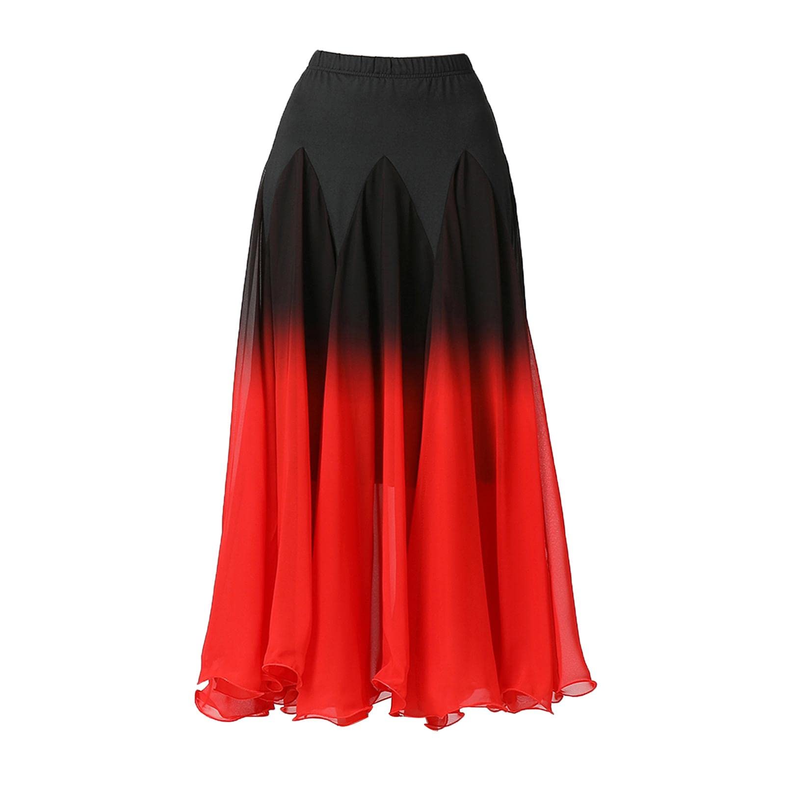Inacmwih Unisex Black Red Xl Elegant Ballroom Dance Skirt Dancing Costume Stage Performance Dancewear Xl Black Red