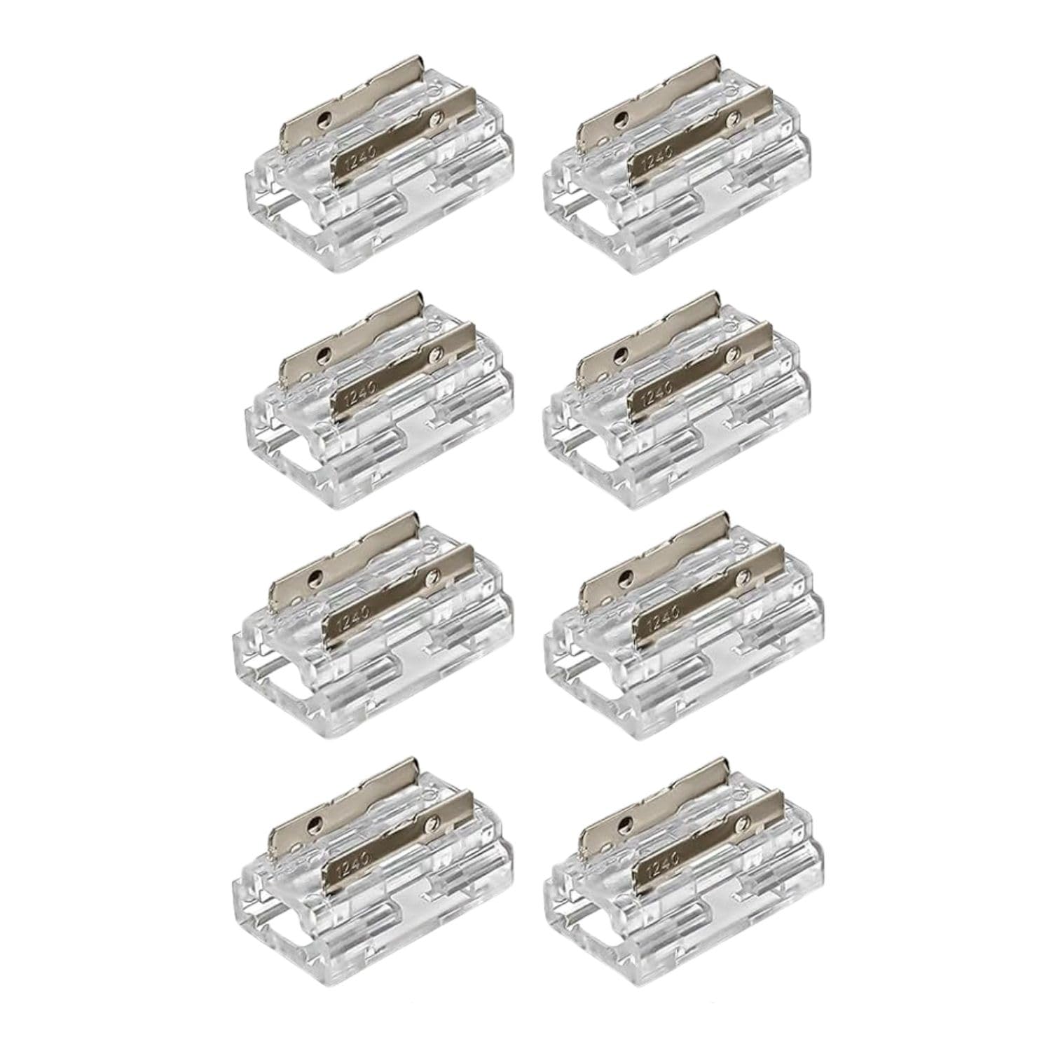 snoogg 8 pack 8-in-1 led strip connector, 5-10mm, 2pin smd/cob, ip20 mono, solderless quick connect, beetle clip x, easy diy lighting extension