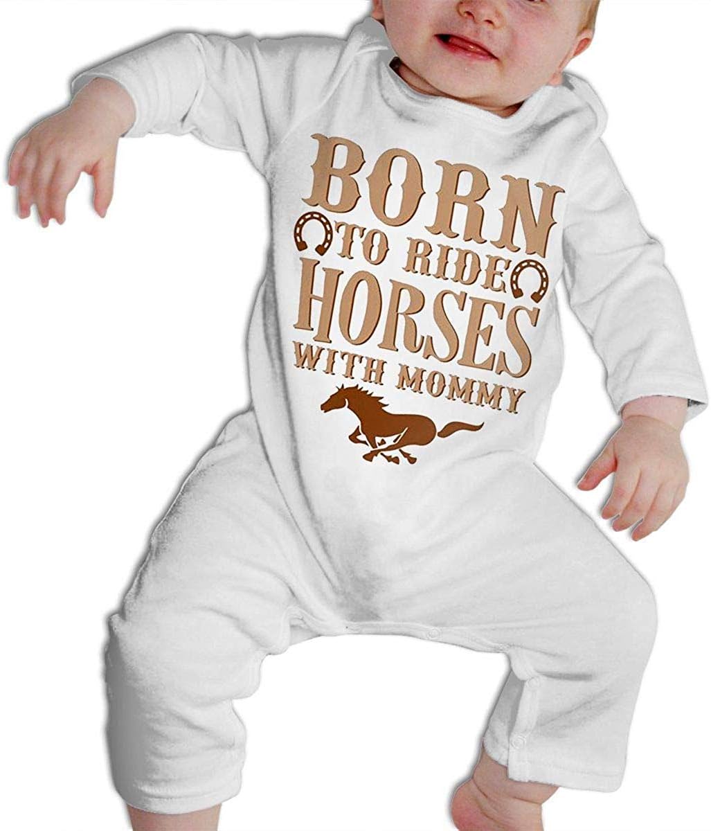 SADODER Born to Ride Horses with Mommy Baby Bodysuit Long Sleeve Jumpsuit Rompers Outfit