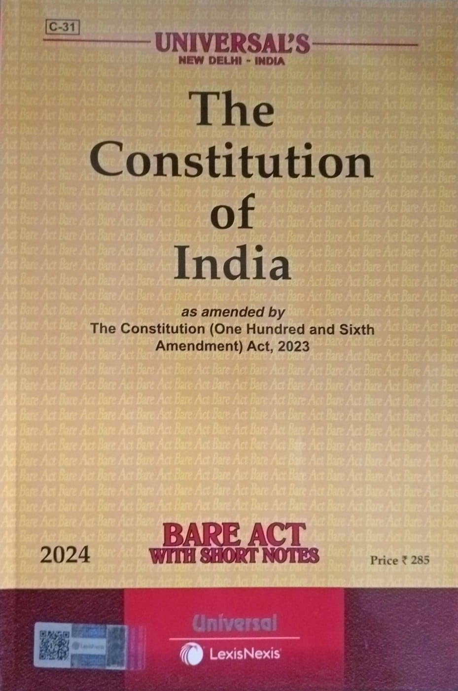 The Constitution of India Bare Act - Latest 2024 EDITION Universal's