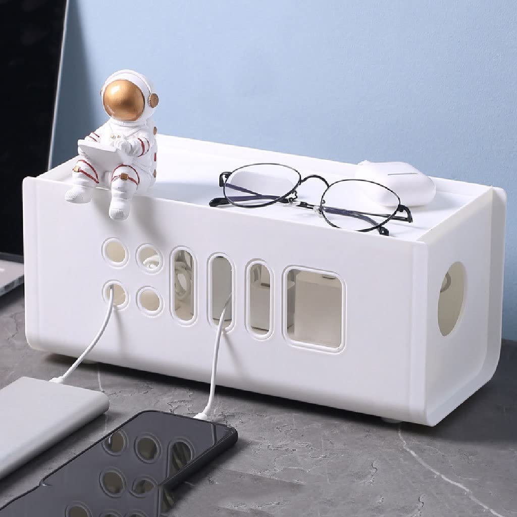 ASDFGH Cable Storage Box Wire Management Socket Power Rope Storage Box Power Cord Memory (Color : White)