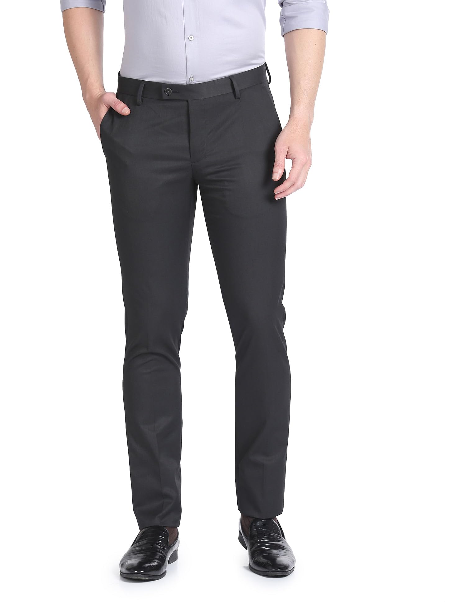 arrow Men's Solid Tailored Fit Polyester Formal Trouser-picture-45