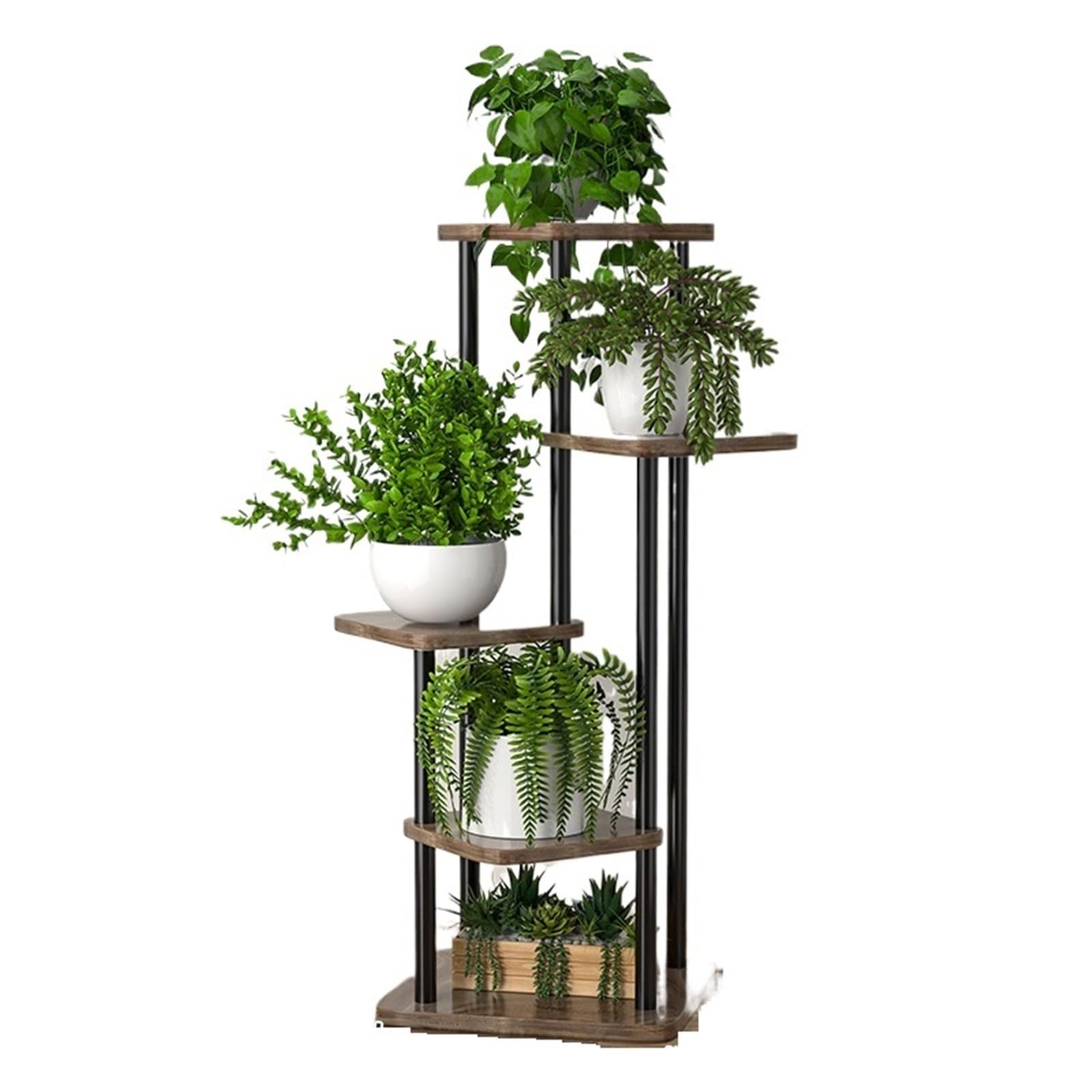 LINYpA66 Plant Stand Indoor Plant Stand Flower Storage Shelf 4/5/6 Tier Planter Rack Organizer Display Indoor Garden Balcony(B-5tier-black)