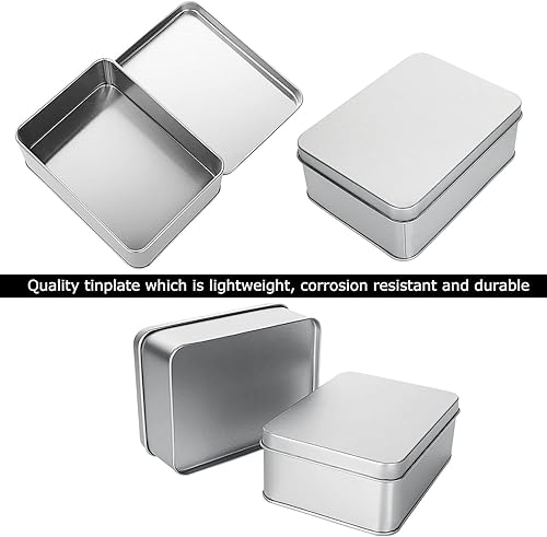 Miniatura 8 de RHBLME Paquete de 12 cajas de lata, 4.9 x 3.6 x 1.8 pulgadas, caja de metal para galletas con tapas, contenedor de almacenamiento de latas multiusos