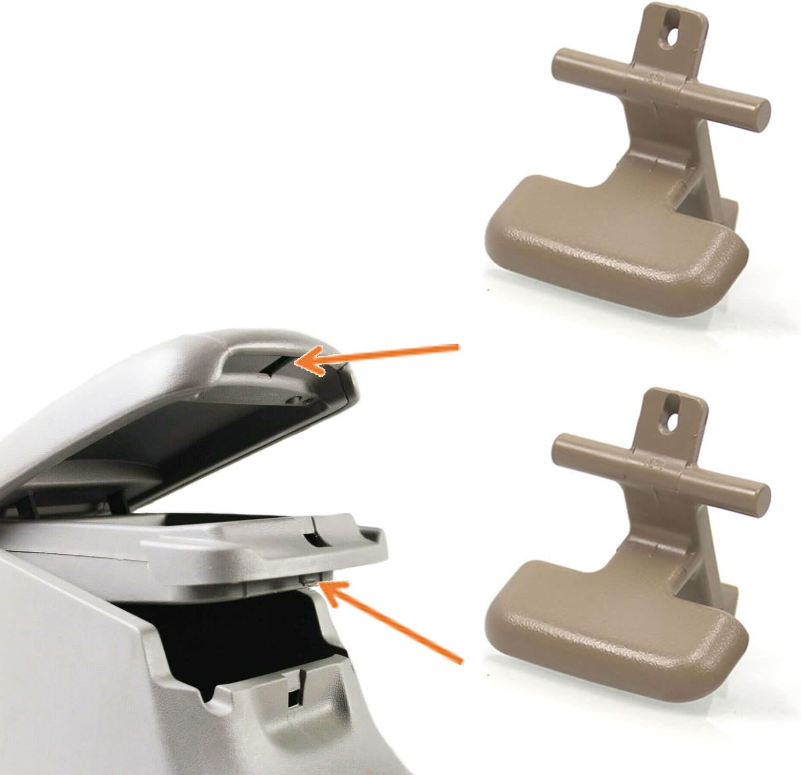 Sporacingrts 2pcs Beige Center Console Armrest Upper & Lower Latch Clip Compatible with Hyundai Sonata 2009-2010 Replace 84661-3K000V2