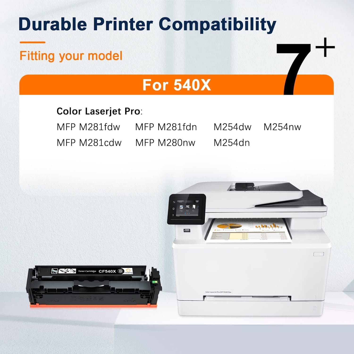 ColorKing 203X Compatible for HP 203X 203A for HP Laserjet pro MFP M281fdw Toner Cartridges M254dw M281fdn M281cdw M280nw M254nw M254dn M281 M254 CF540X CF540A Black Cyan Yellow Magenta 4-Pack