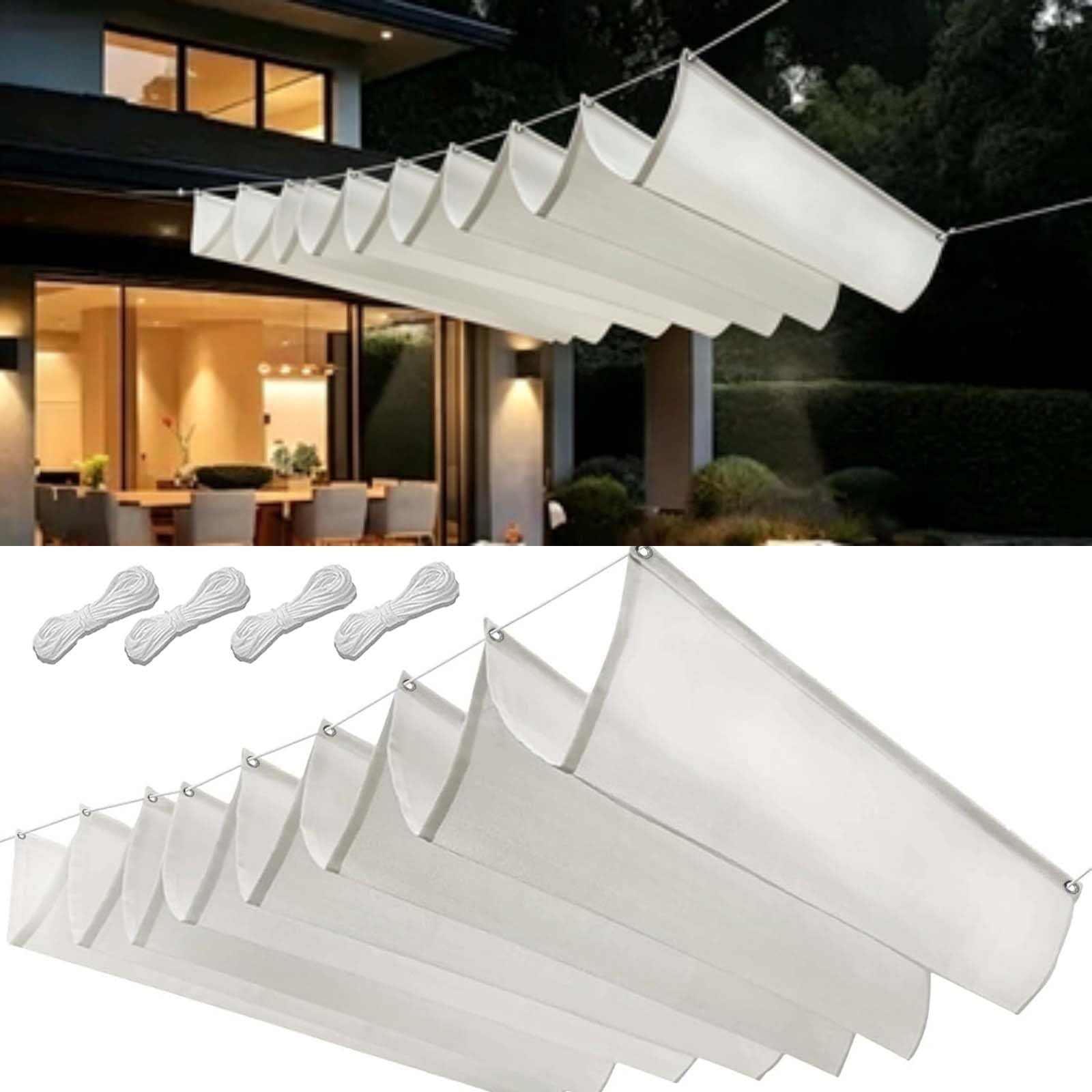 Filet bâche ombrage 85x360 cm blanc rétractable pour pergola