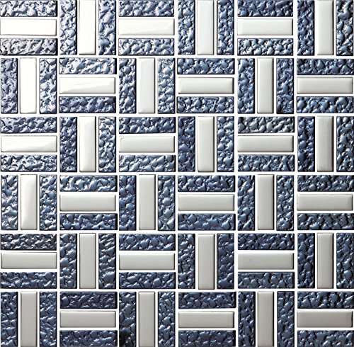 K&B 's Premium Black and Silver Mosaic Tiles – High-Gloss, Interlocking Design for Kitchen Backsplash, Bathroom Walls, and DIY Projects – Durable, Easy-to-Install Glass Tiles (Pack of 6)-image-4