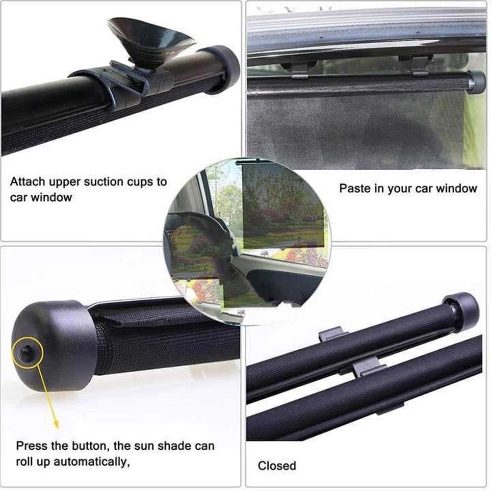 Parasol Ventanas Traseras Delantera Cortina Para Ventana Lateral De 15 Pulgadas Con Ventosa Parasol Telescópico 2 Unidades Retráctil Para Coche