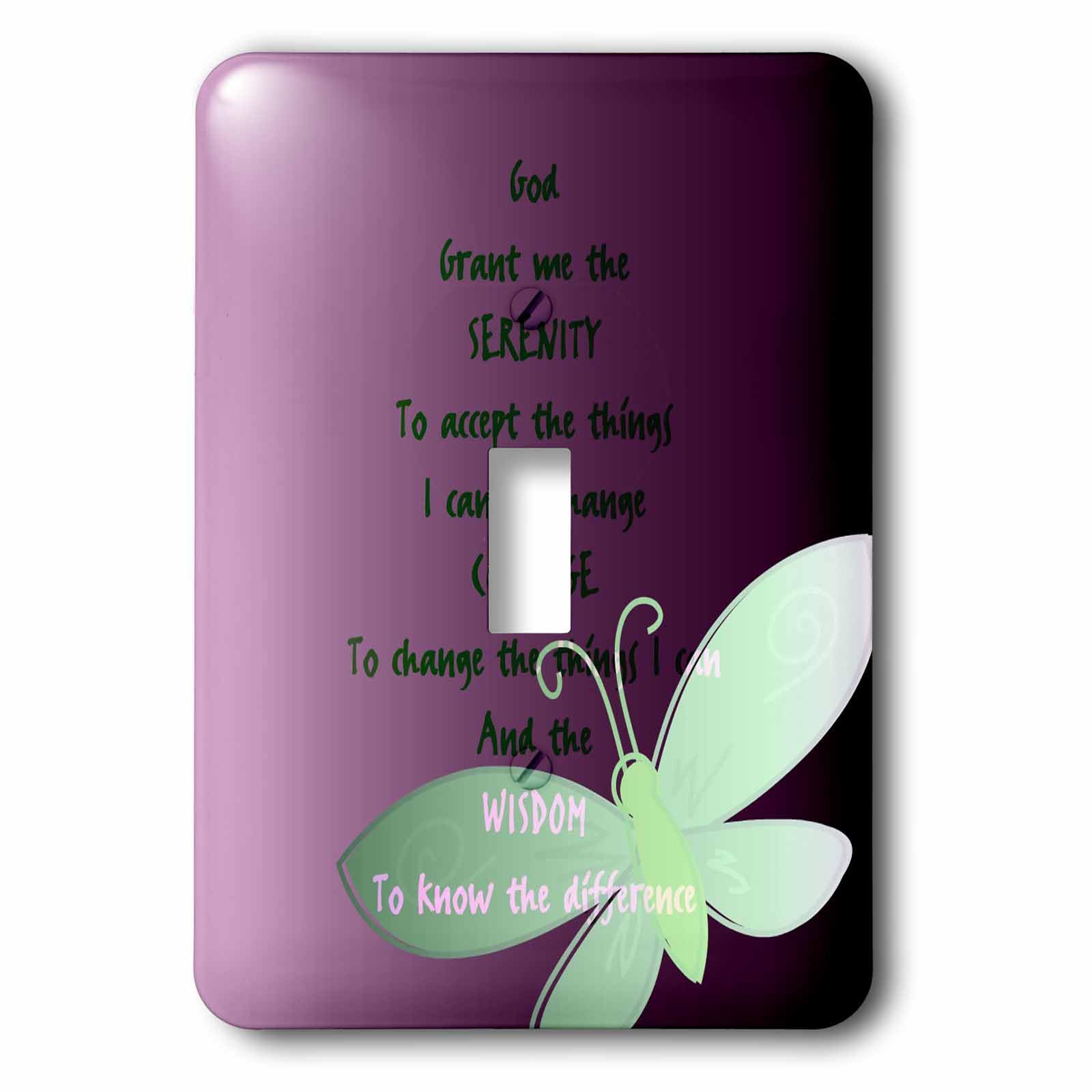 Prière de sérénité et papillon violet pour interrupteur à bascule inspirant et poétique