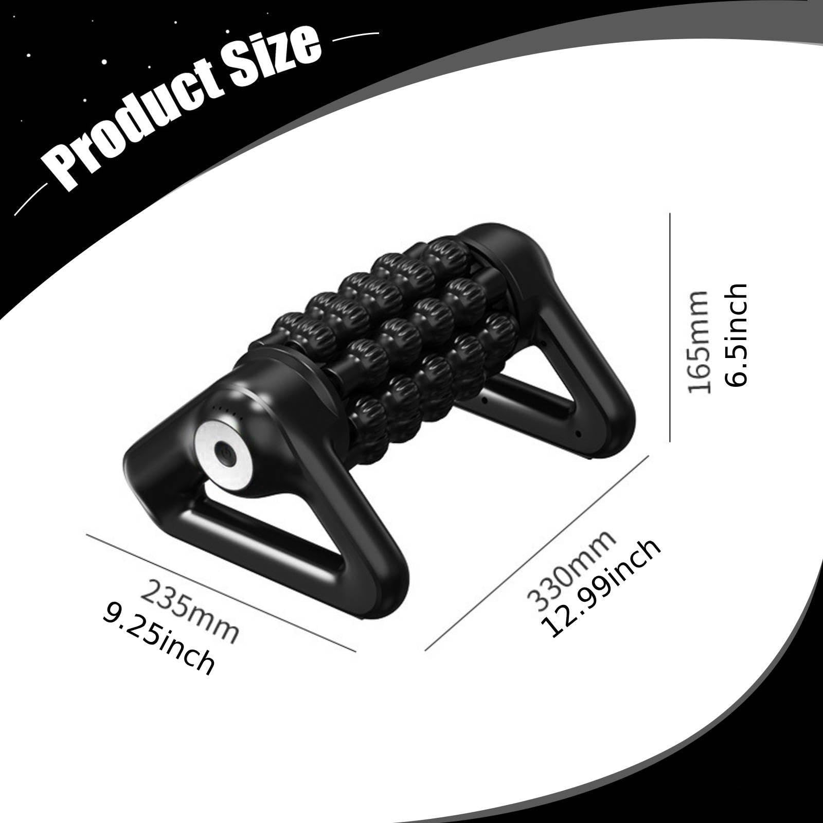 Dispositivo de Masaje Muscular Eléctrico Percusivo de Tejido Profundo con Rodillos, Diseño Portátil Recargable Y Nodos de Masaje Texturizados, Adecuad, Negro Y Plateado
