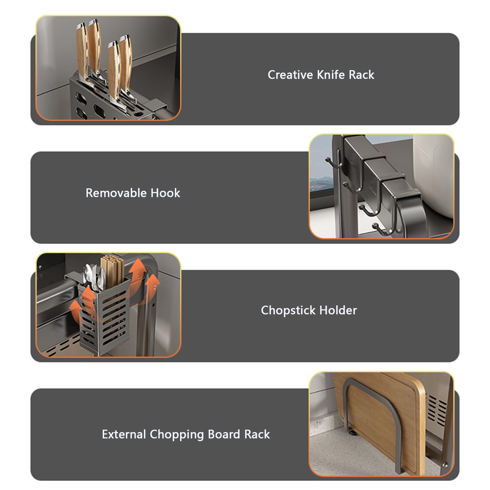 Estantería para microondas, ajustable de 39 cm a 64 cm, con 6 ganchos extraíbles, para horno, especias, horno, microondas, soporte para cocinas