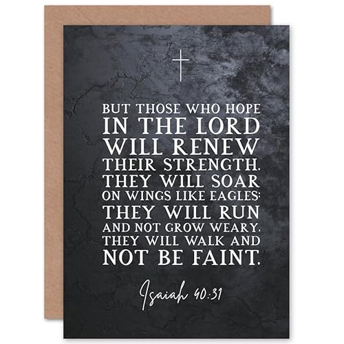 Artery8 Isaiah 40:31 Those Who Hope In The Lord Will Renew Their Strength Christian Bible Verse Quote Scripture Typography Sealed Greeting Card Plus Envelope Blank inside