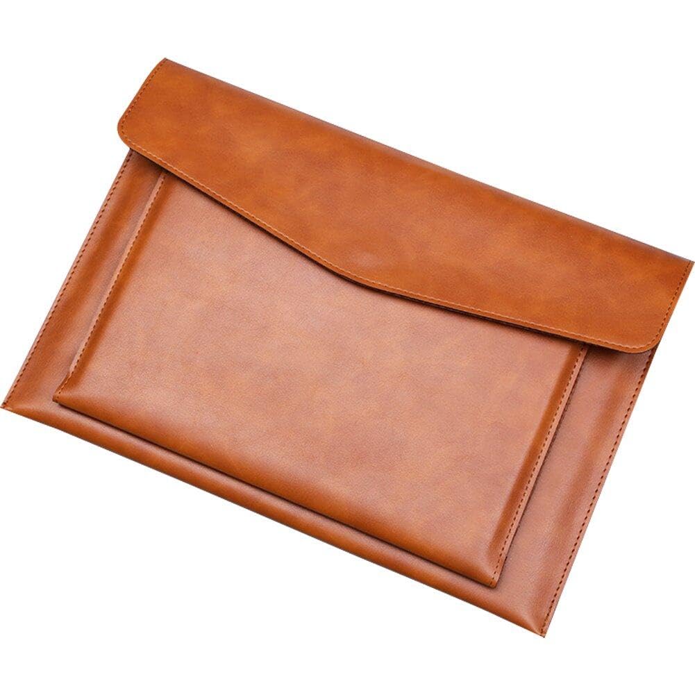 Danlai Brown A4 Leather File Folder Large Capacity Document Bag Business Briefcase Waterproof Laptop Cases Office Organizer