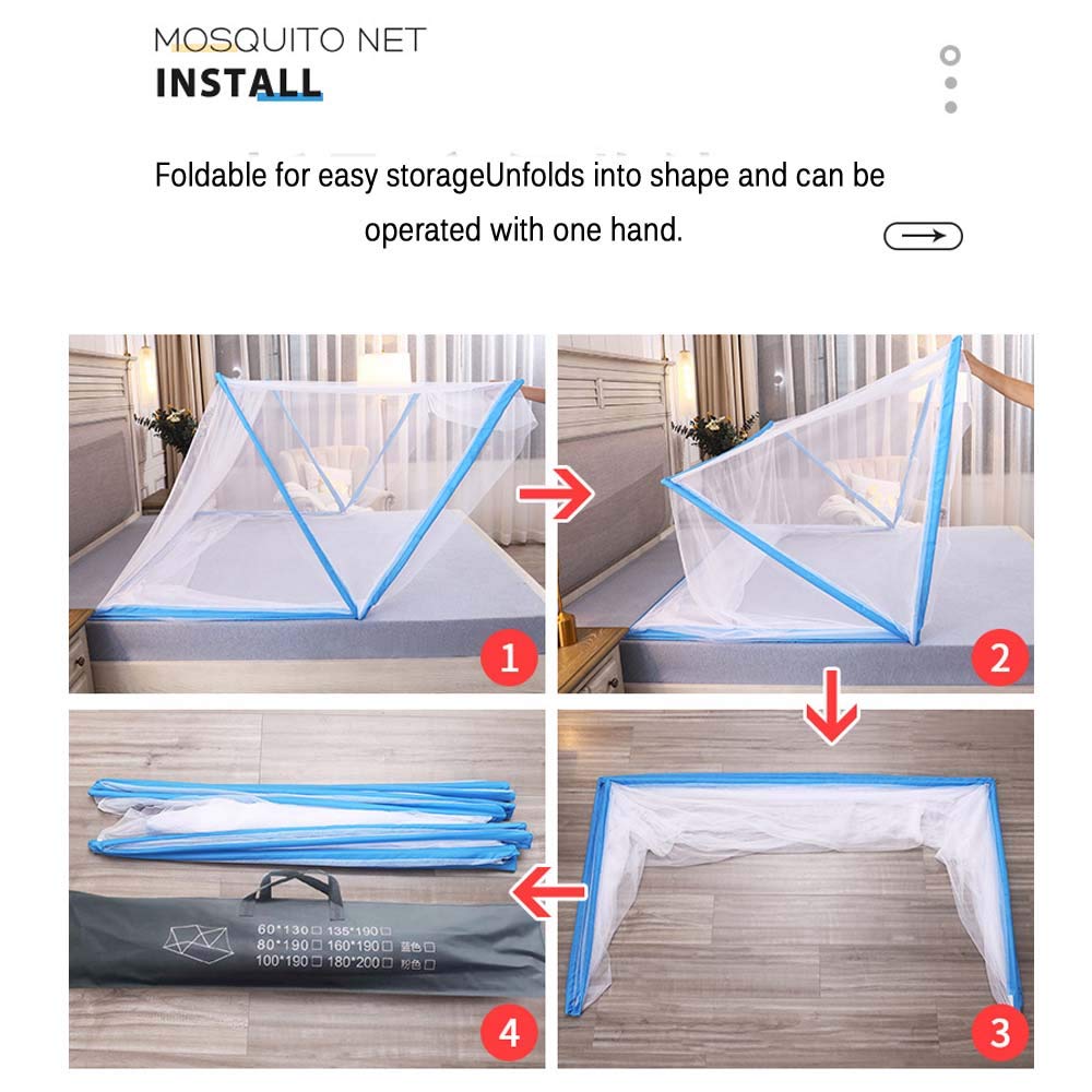 Mosquitera, Dosel para Cama, portátil, Plegable, sin Fondo, con cifrado, para Viajes, Cortina de Camping con Doble Puerta Plegable (100 cm x 190 cm, Rosa)