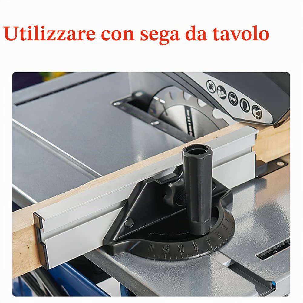 ZYWUOY Mitra Calibro, Righello Piastra Angolo per Tavolo Seghetto di Spinta Blocco Recinzione Regolabile Mitra Gauge