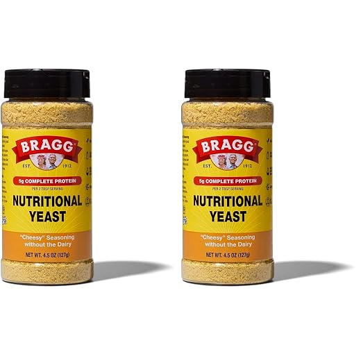 Bragg Nutritional Yeast Seasoning - 4.5 oz - Dairy-Free Parmesan Cheese Substitute - Perfect for Salads, Pastas, Vegetables, and More (Pack of 2)