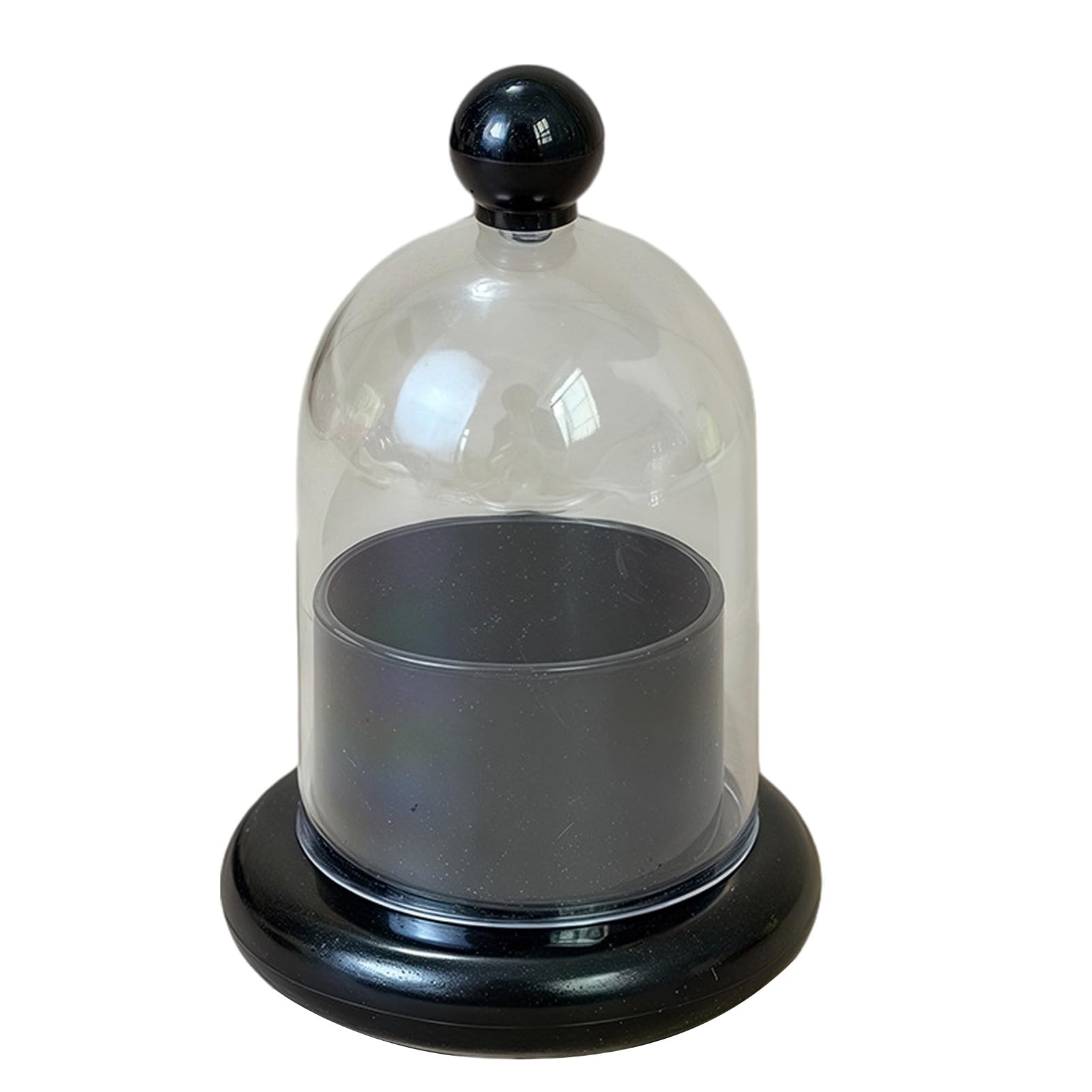 anwhriet Dust-Proof Toothpick Storage Box with Clear Dome Lid, Multi-Use Plastic Container for Toothpicks Dental Floss Cotton Buds, Stable Base for Dining Vanity Black