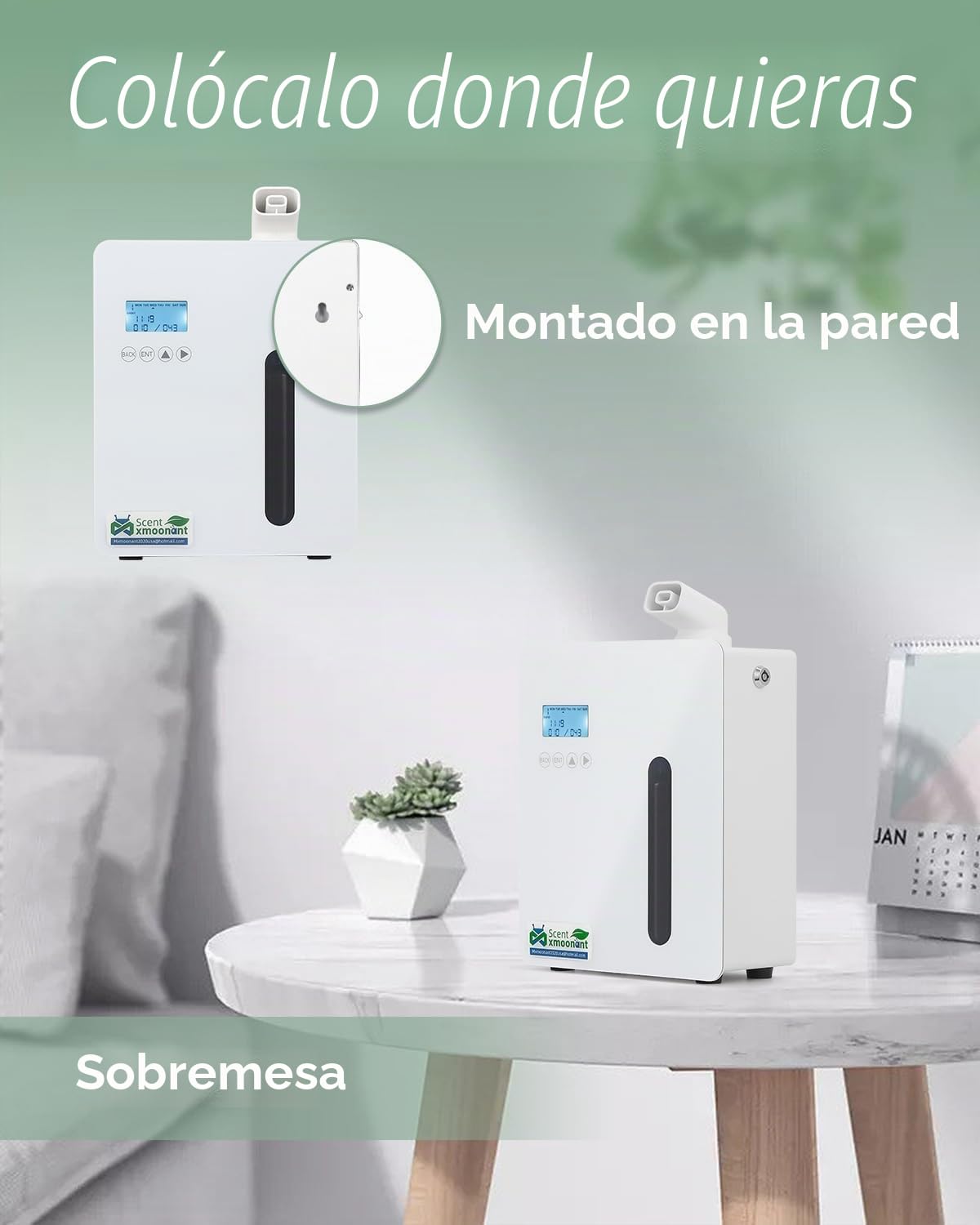 Mxmoonant Máquina de Fragancia sin Agua, 300ml | Control App/WiFi, compatible HVAC, montaje en pared, 300-500m³, para hogar/oficina/tienda/hotel