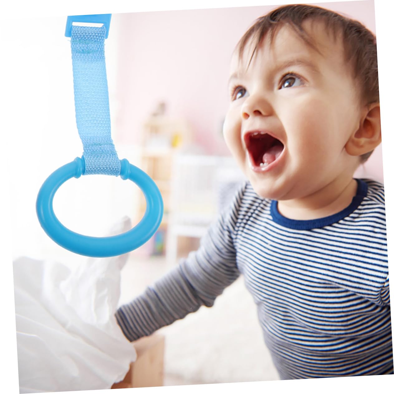 MERRYHAPY Baby Pull Rings 4 Pack Infant Crib Hanging Toys Toddler Bed Pull Bars Safe Plastic Nylon Playpen Accessories