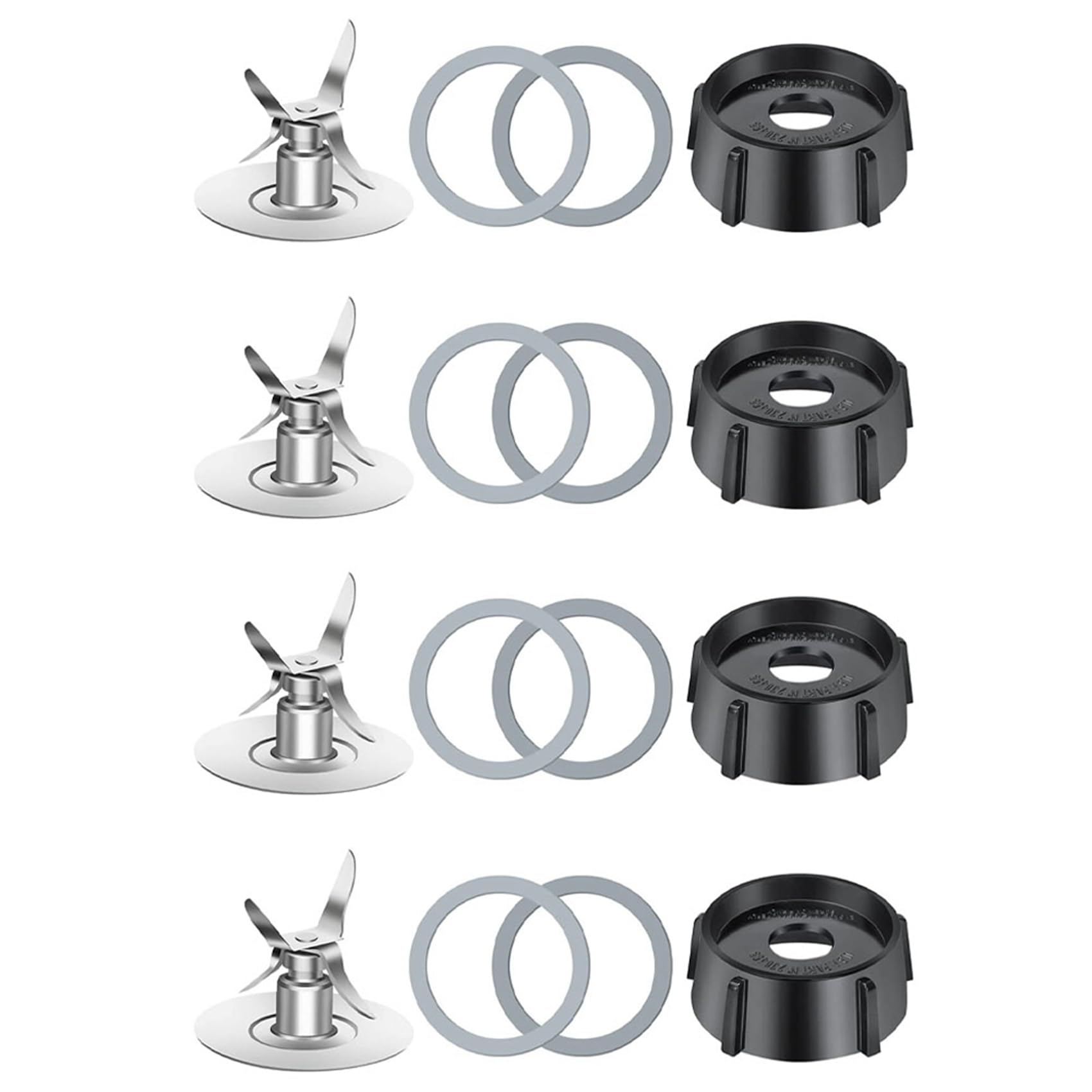 Hndhbfgrt 4X Replacement Parts for Osterizer Blender, 4 Point Fusion Blades Assembly with 8 Piece Rubber Seal Gasket 4961