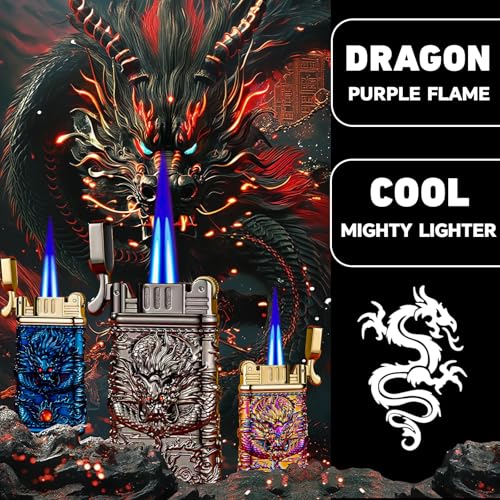 Encendedor Vintage Dragón Antiguo Metal Recargable miniatura 6
