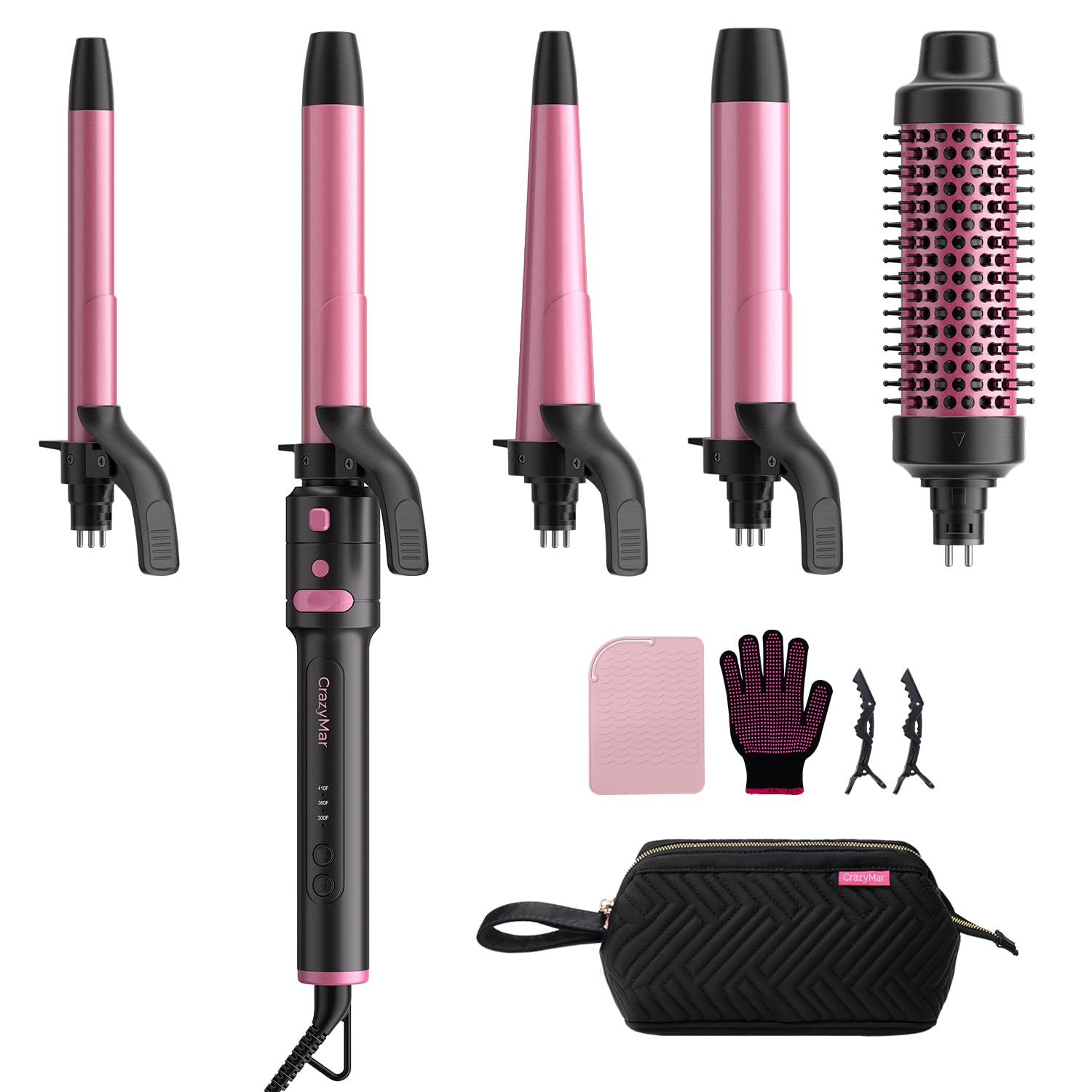 CrazyMar 5 in 1 Rotating Curling Iron Set