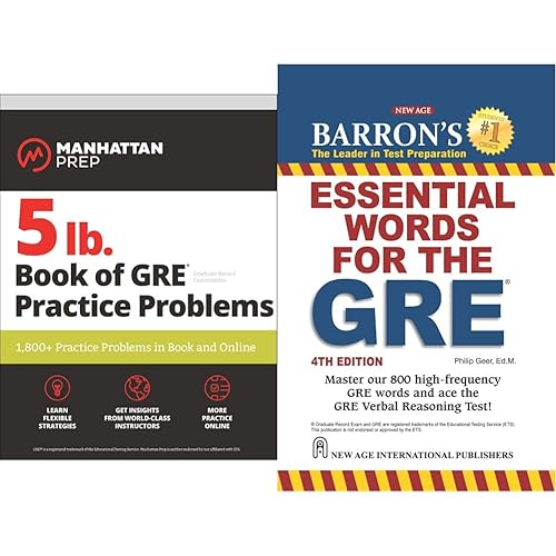 5 Lb. Book Of Gre Practice Problems: 1, 800+ Practice Problems In Book And Online (Manhattan Prep 5 Lb Series (2019 Edition)) + Barron`S Essential Words For The Gre (Set of 2 books)