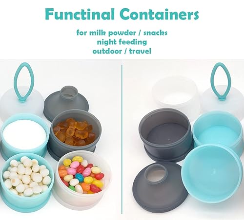 Miniatura 8 de Dispensador de fórmula para bebés, Contenedor de fórmula, Libre de BPA, 4 capas, Contenedor de almacenamiento de viaje para alimentación del bebé,