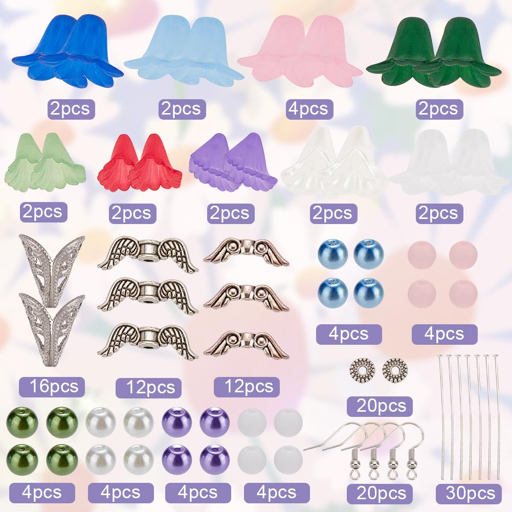 SUNNYCLUE 1 Box 10 Sets Christmas Angel Dangle Earrings Making Kit Fashion Dangle Earrings Fairy Flower Christmas Angel Charms Angel Wing Charm for Jewelry Making Kit Beginner Starter DIY Crafts