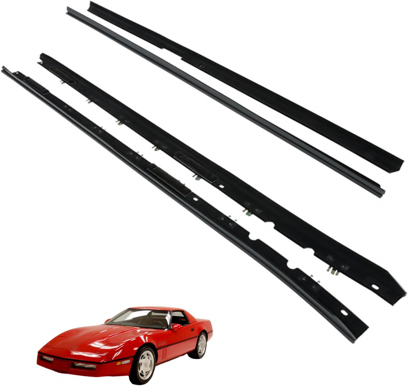 4PCS Black Rubber Window Sweep Weatherstrip Felt Seal Kit Replacement for Corvette 1984-1989