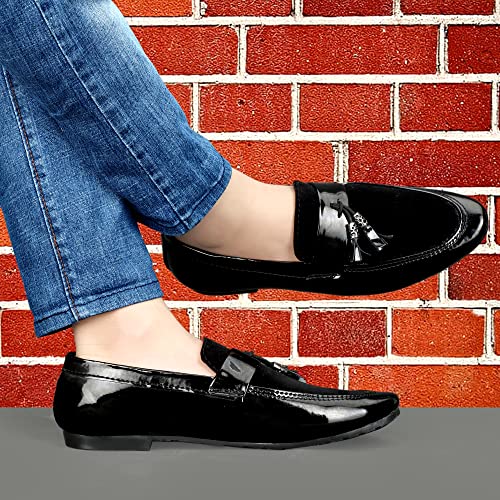 Image of LE GREEM Men's Patent Leather Slip on Casual Loafers