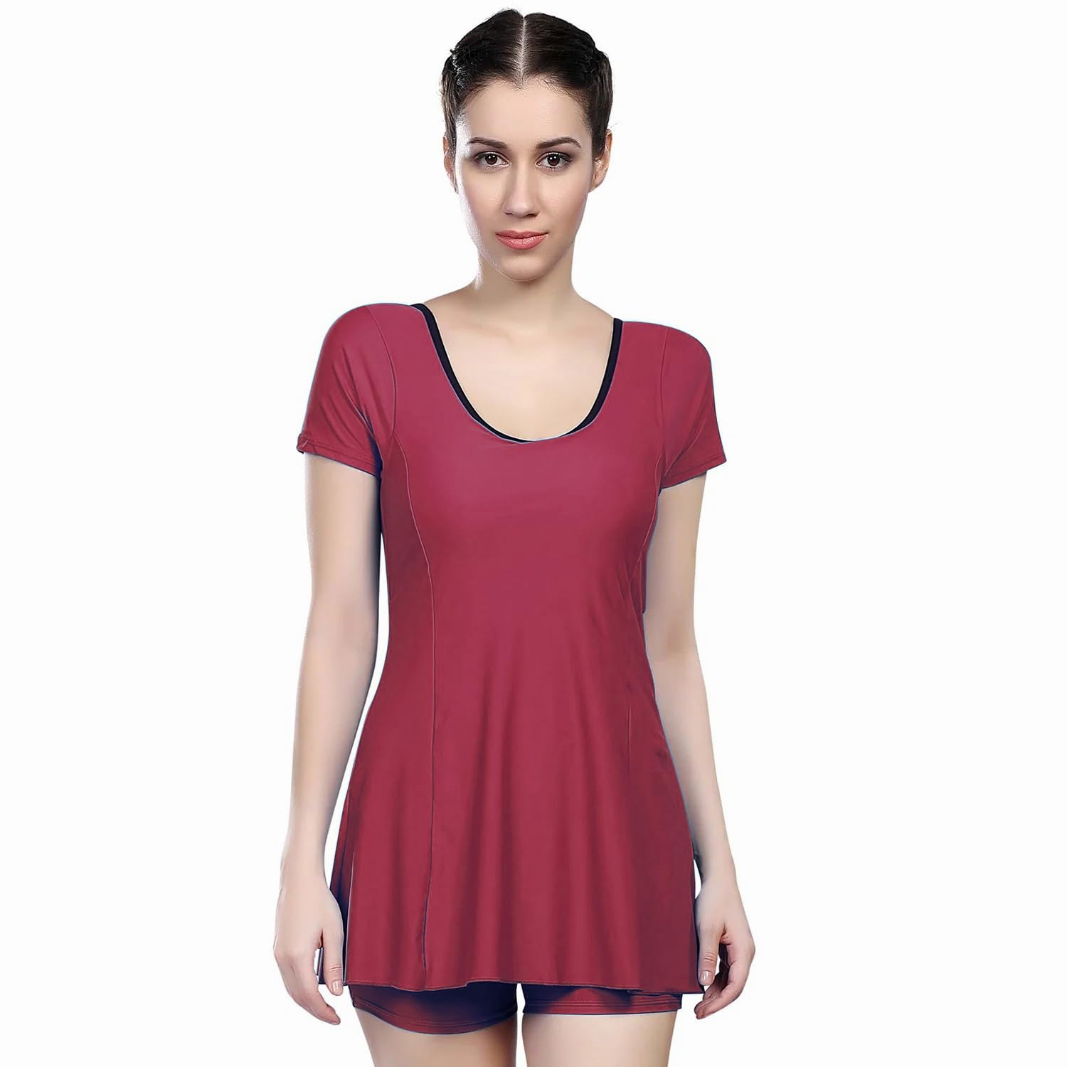 AIRAVAT 5007 Women's Swimwear | Stretchable & UV-Protected Swimming Suit | Comfortable & Flexible Fit for Training & Leisure (in, Alpha, 3XL, Regular, Standard, Marron)