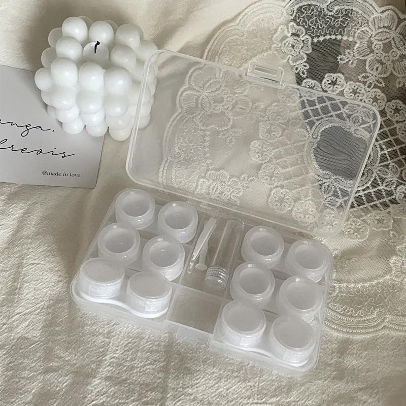 6 in 1 Contact Lens Cases Travel Eye Contacts Case Box Holder Contact Lenses Tweezers Remover Tool Solution