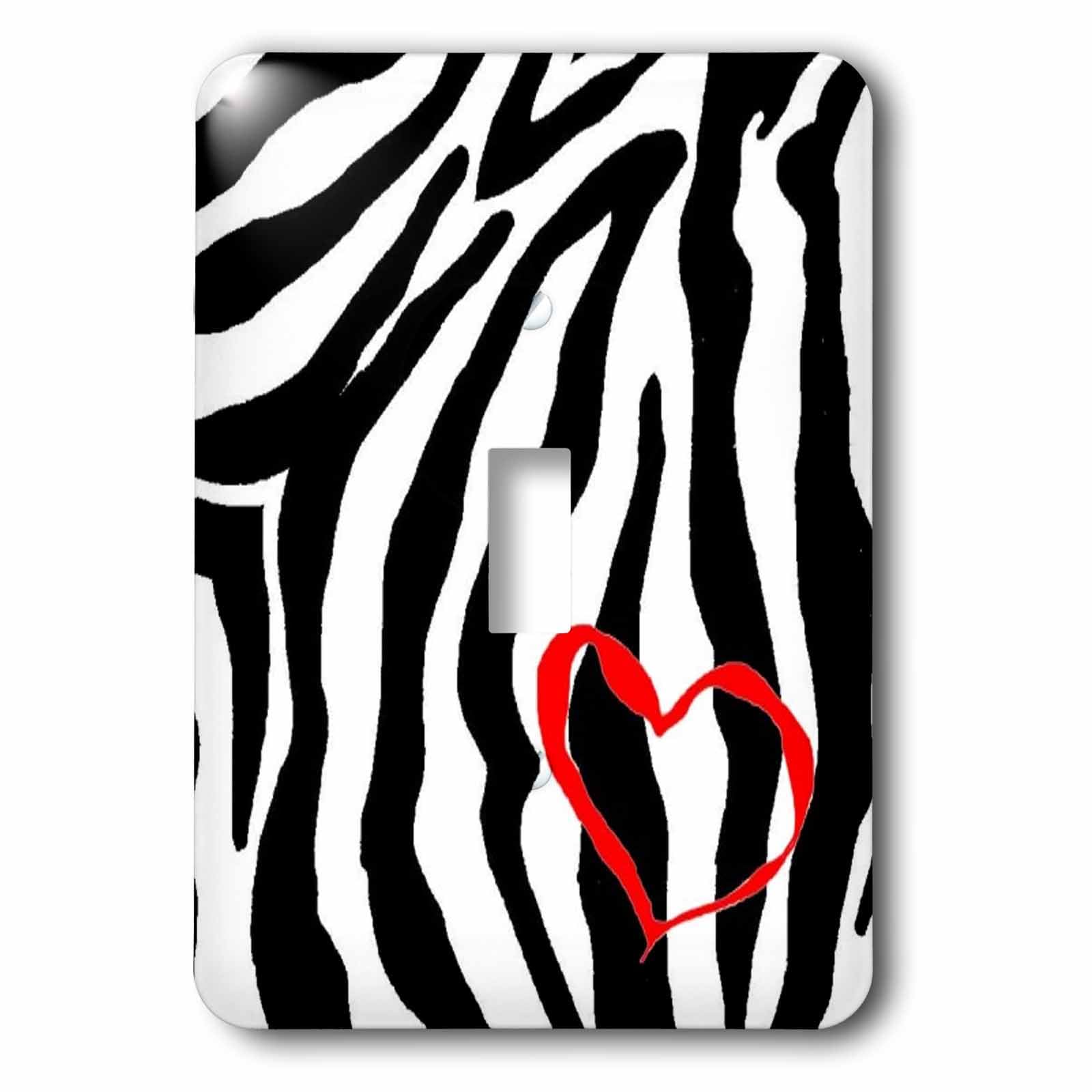 Interrupteur à baïonnette au motif zèbre et cœur coloré 3dRose LSP_26095_1