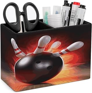 PU Leather Bowling Ball Pencil Pen Holder Office Supply