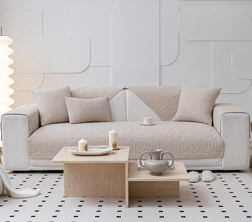 Miniatura 2 de vctops Funda acolchada de algodón para sofá, con patrón geométrico bohemio, funda antideslizante para sofá modular, protector de muebles para