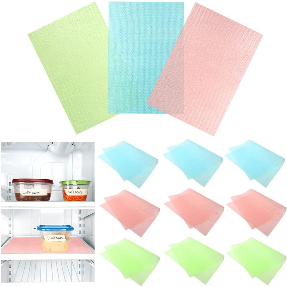 Fumanduo 12Pcs Fridge Liners, 45x29cm Refrigerator Mats Fridge Liners