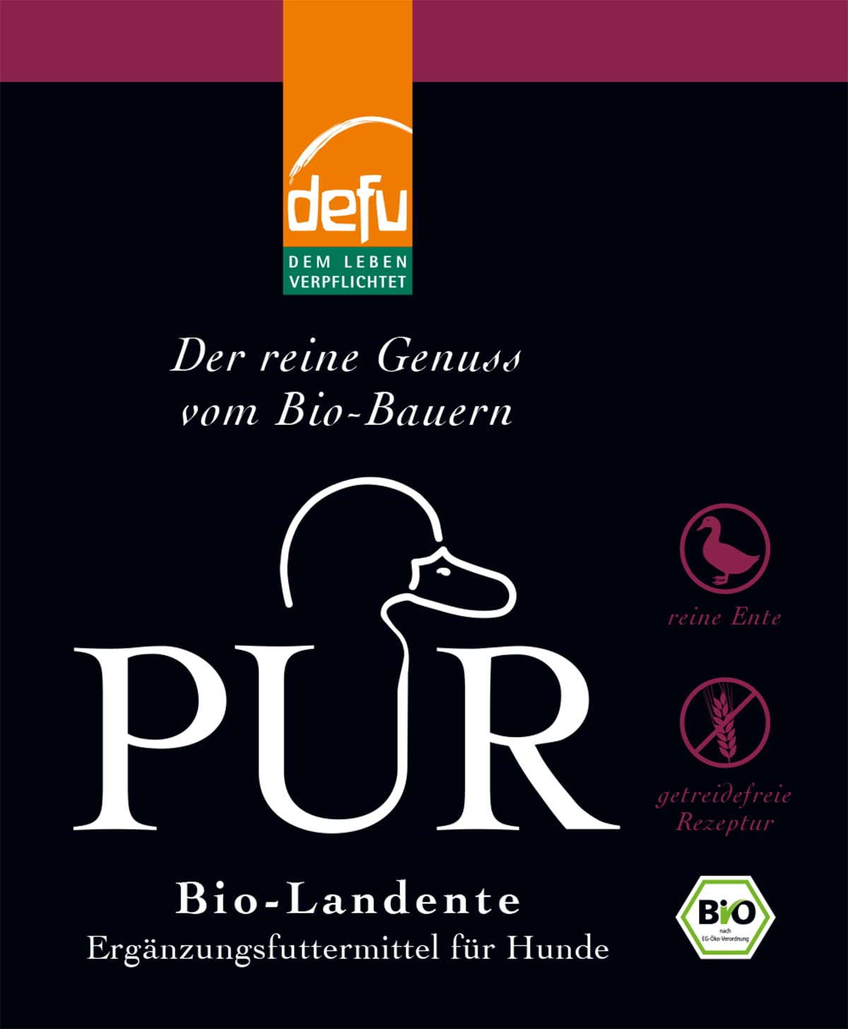defu Hundefutter | 12 x 400 g | PUR Bio Landente | Premium Bio Nassfutter | Ergänzungsfuttermittel für Hunde