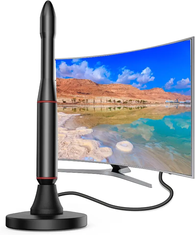 Antena de TV interna modelo 2026, com amplificador de sinal de longo alcance, suporta 4K 1080p para todas as TVs, inclui cabo coaxial resistente de 9 metros